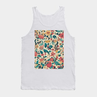 Floral Pattern Colorful Cartoon: Cheerful Cartoon Botanics Tank Top